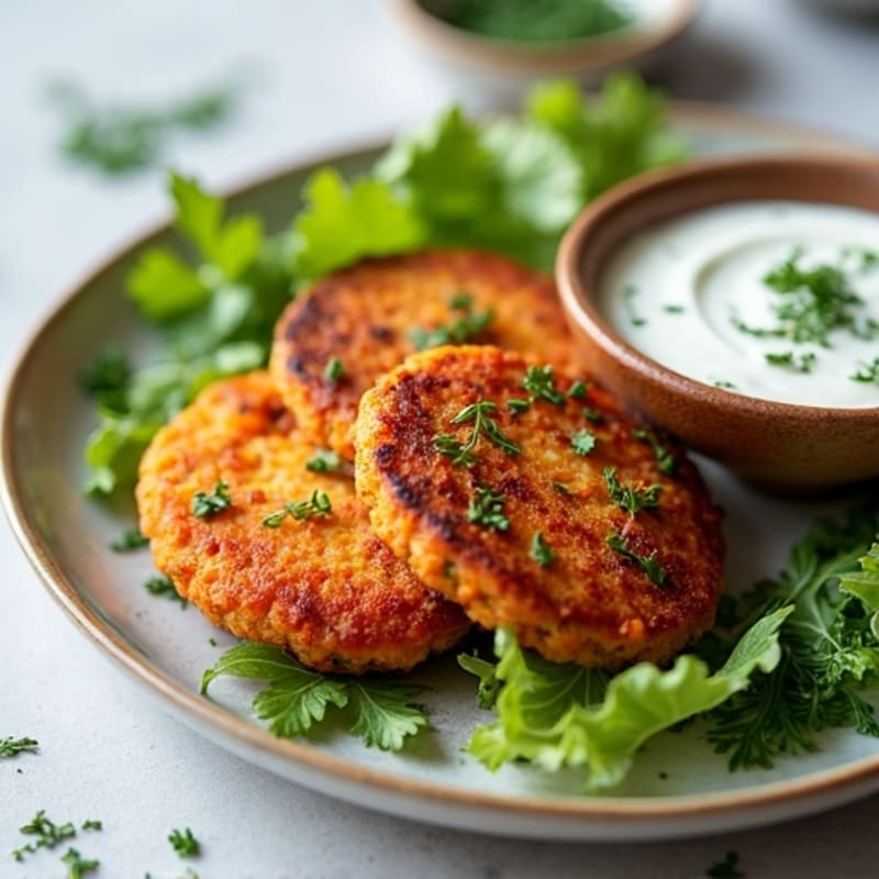 Crispy Carrot Patties with Fresh Herb Yogurt Dip
