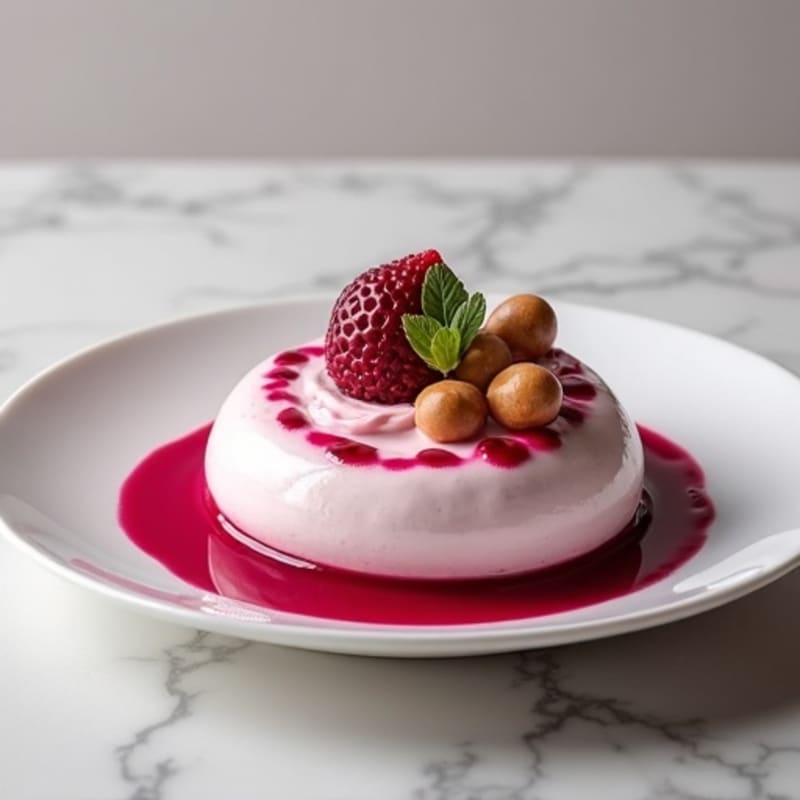 Creamy Walnut Protein Mousse with Beet Swirl