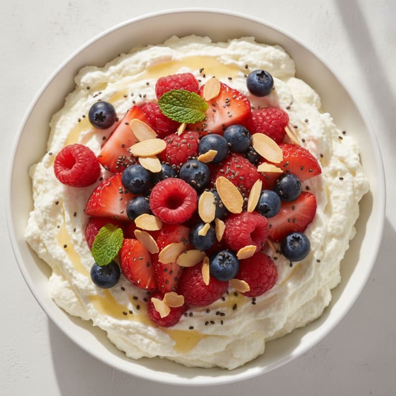 Greek Yogurt Protein Mousse with Mixed Berries