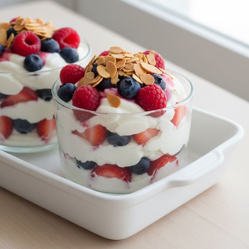 Greek Yogurt Protein Parfait with Mixed Berries and Almonds