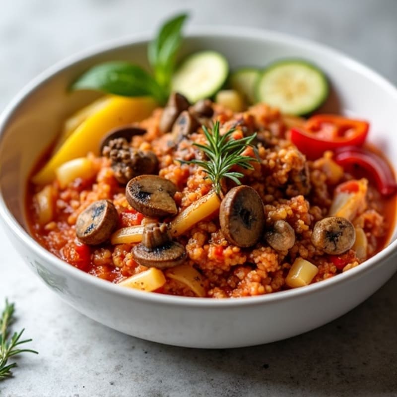 Hearty Mushroom Ragu with Herb-Roasted Vegetables
