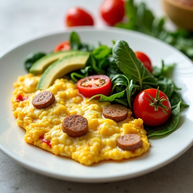 Egg White Scramble with Turkey Sausage and Spinach