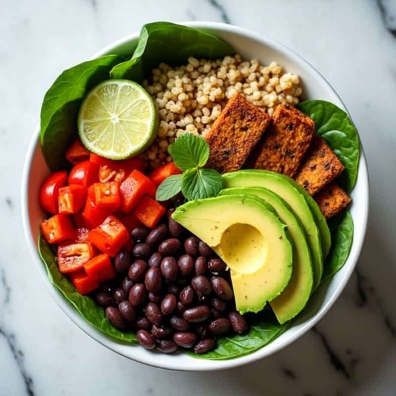 Hearty Black Bean and Quinoa Bowl with Fresh Avocado