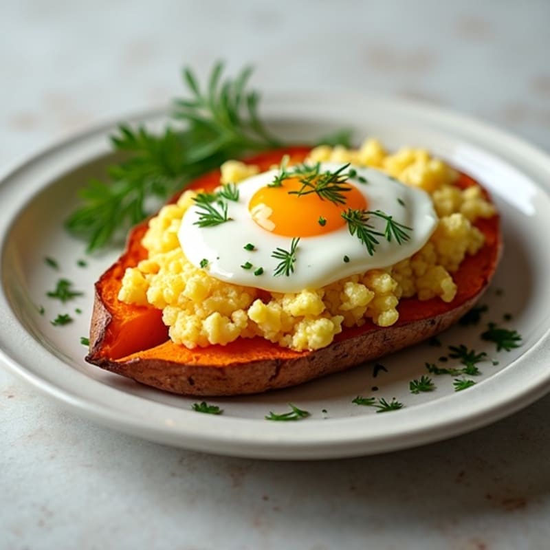 Crispy-Skinned Sweet Potato with Greek Yogurt and Herbs