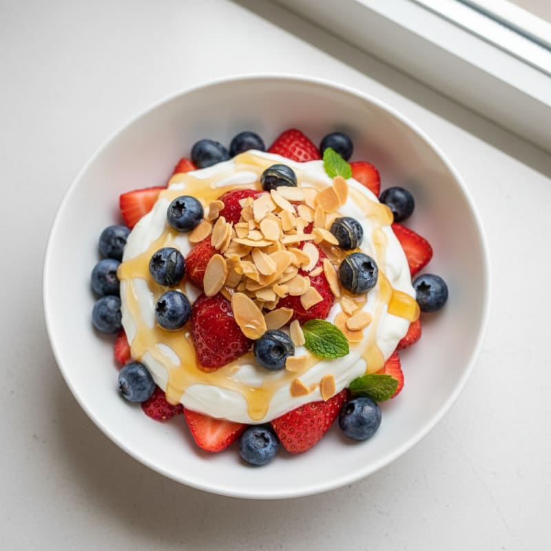 Greek Yogurt Parfait with Fresh Berries and Almonds