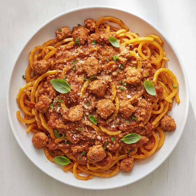 Herb-Roasted Spaghetti Squash with Turkey Marinara