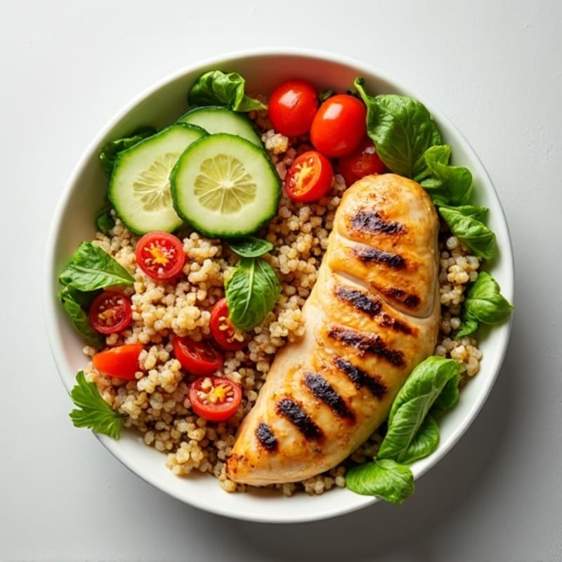 Grilled Chicken and Quinoa Salad with Crunchy Vegetables