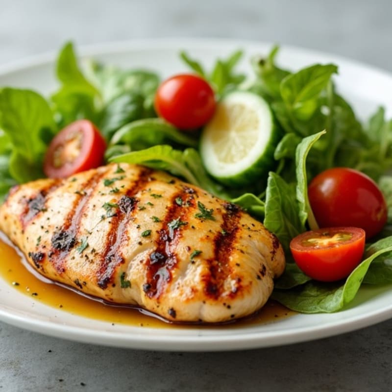 Grilled Lemon-Garlic Chicken Breast with Mixed Greens Salad