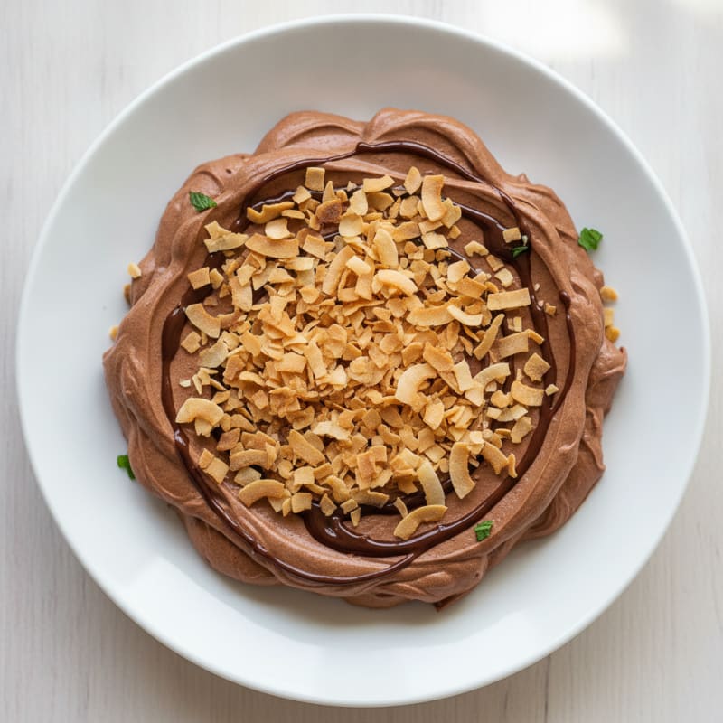 Silky Chocolate Protein Pudding with Toasted Coconut
