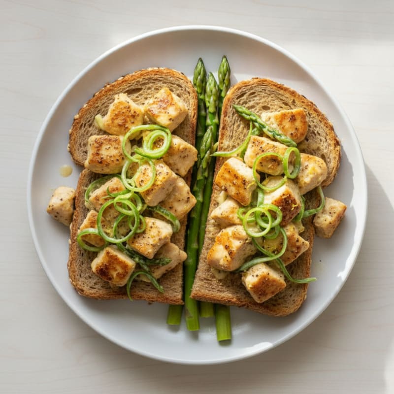 Lemon-Herb Chicken and Asparagus Toast