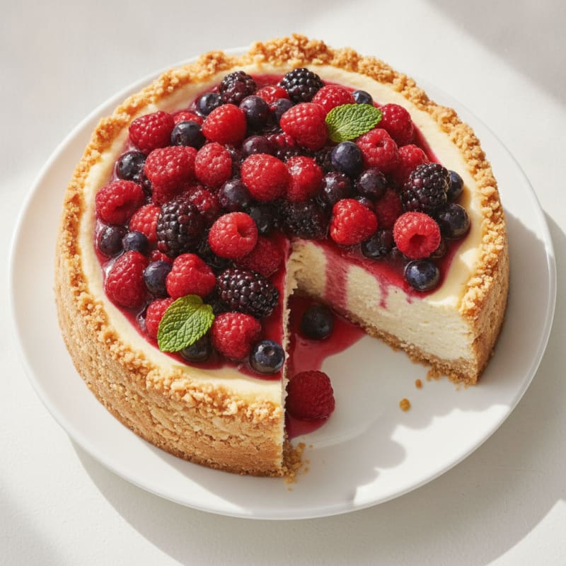 Greek Yogurt Protein Cheesecake with Berries