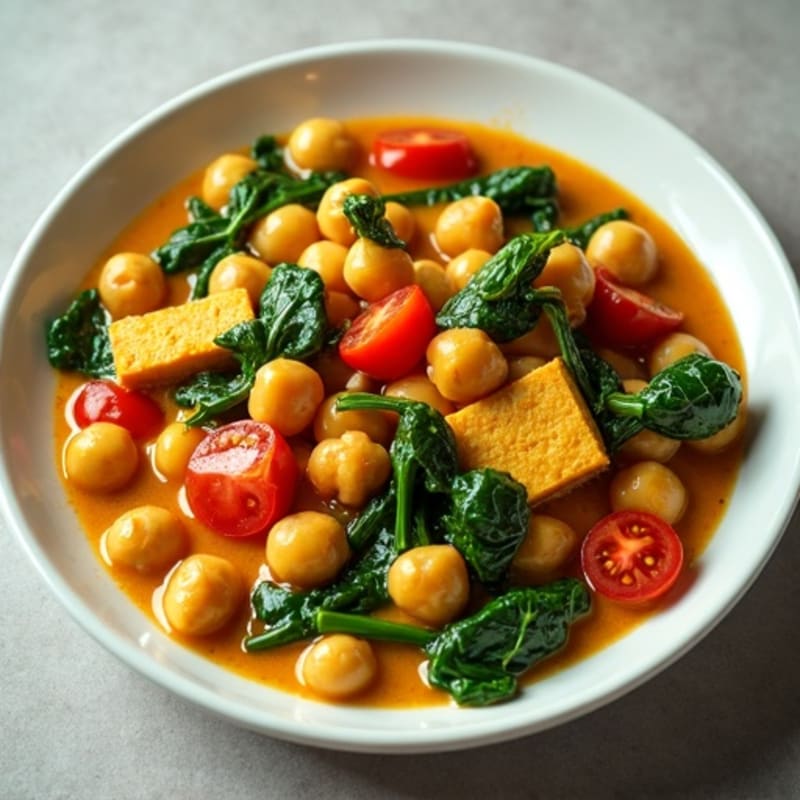 Creamy Chickpea and Fresh Spinach Curry