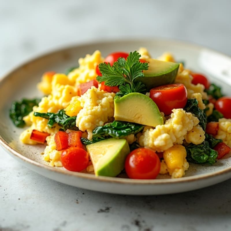 Egg White Veggie Scramble with Turkey Bacon