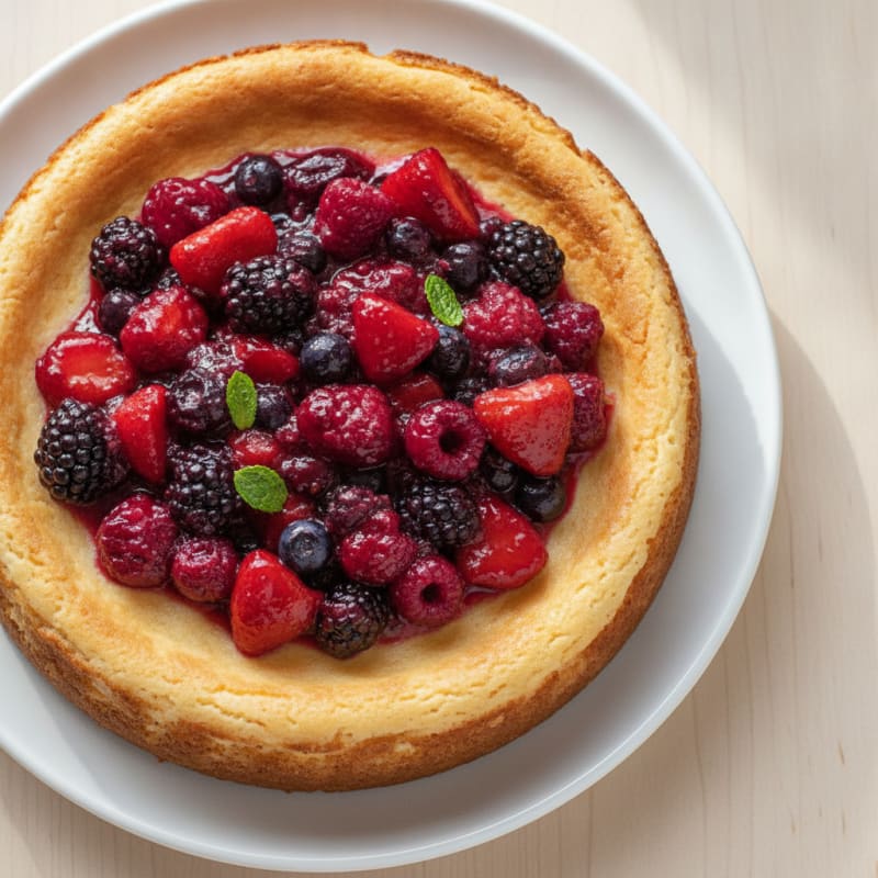 Creamy Greek Yogurt Protein Cheesecake with Mixed Berries