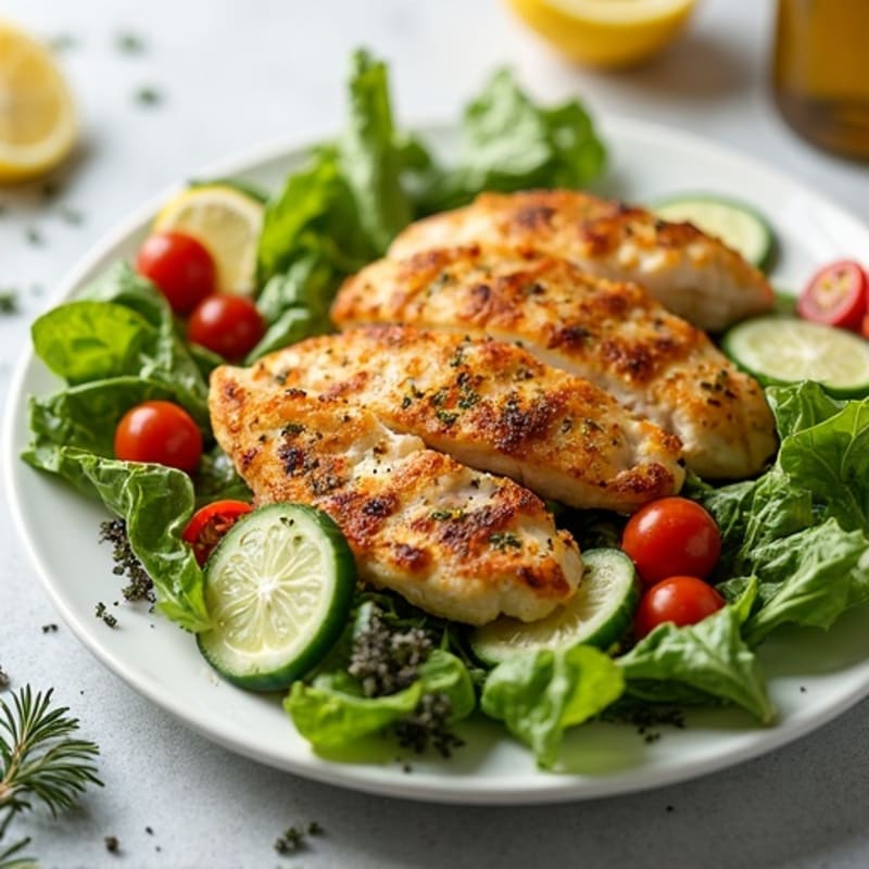 Crispy Lemon Herb Chicken Salad with Fresh Greens