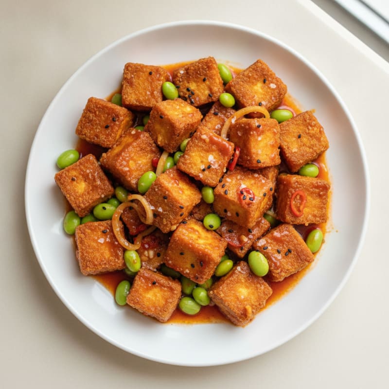 Air-Fried Tofu with Sweet Chili Glaze