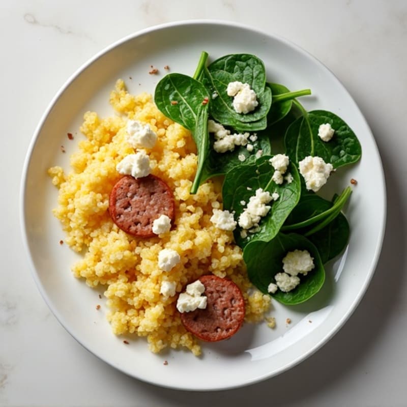 Egg White and Spinach Scramble with Turkey Sausage