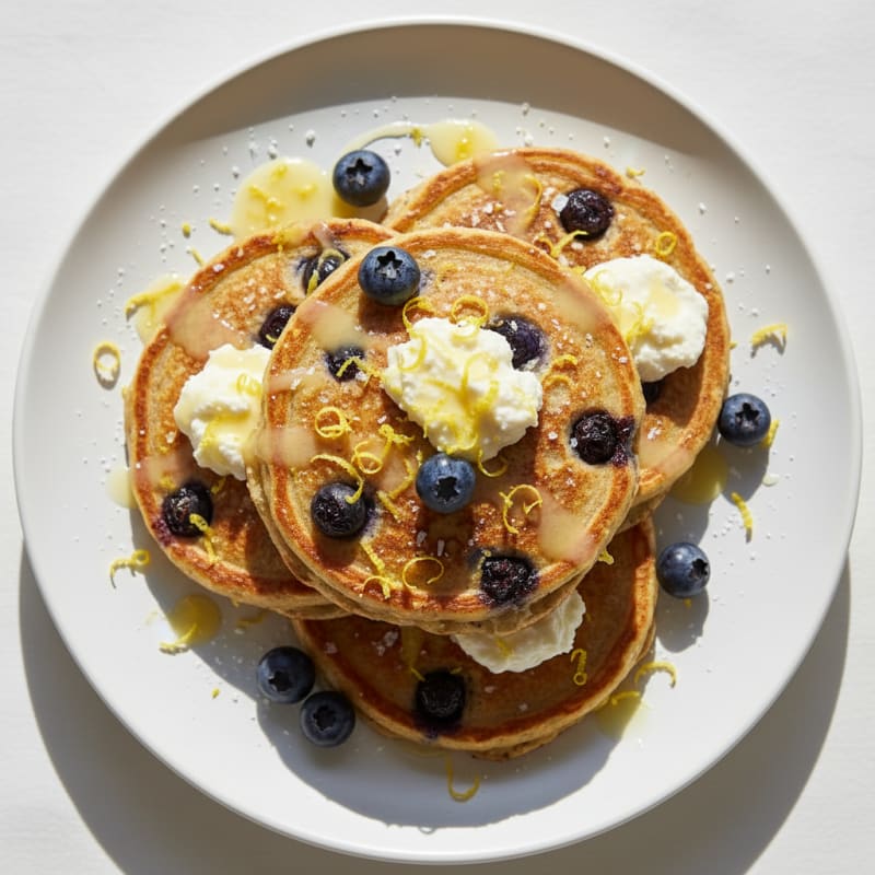 Blueberry Ricotta Pancakes with Lemon Zest