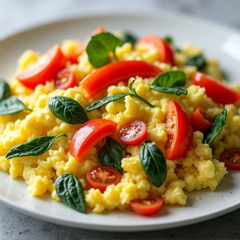 Fluffy Egg and Fresh Vegetable Scramble