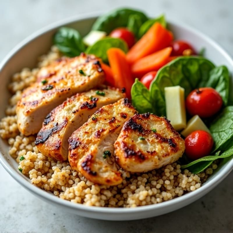 Grilled Chicken and Quinoa Power Bowl with Crunchy Veggies