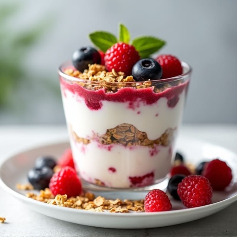 Greek Yogurt Protein Parfait with Mixed Berries