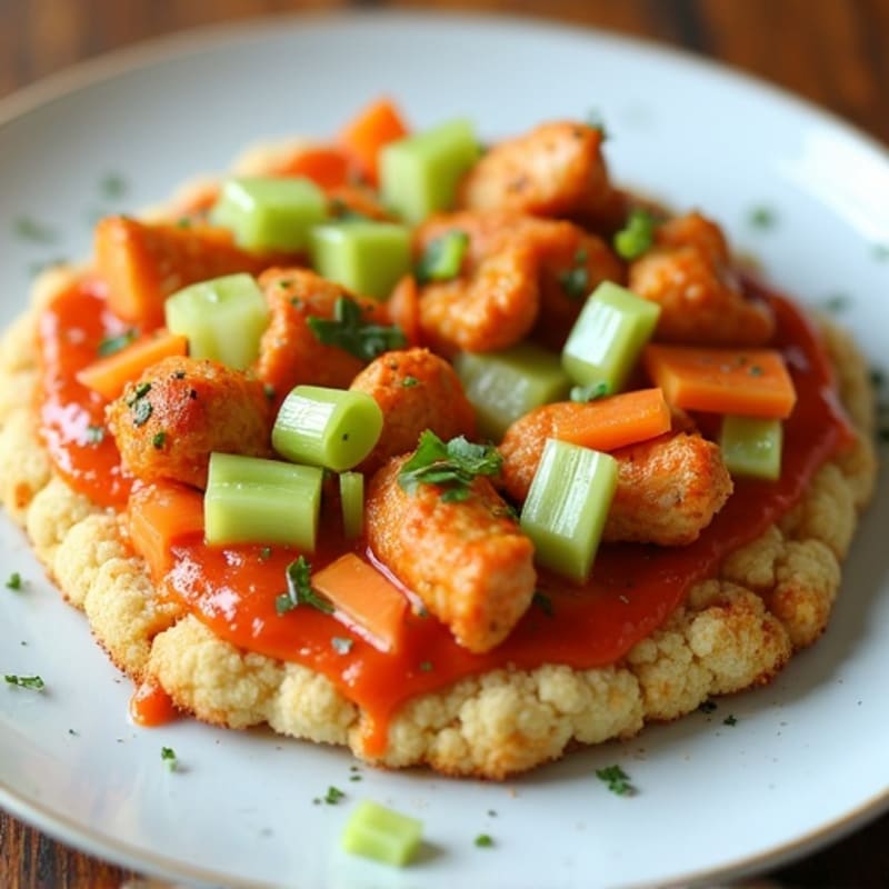 Crispy Buffalo Chicken Pizza with Fresh Celery and Carrot