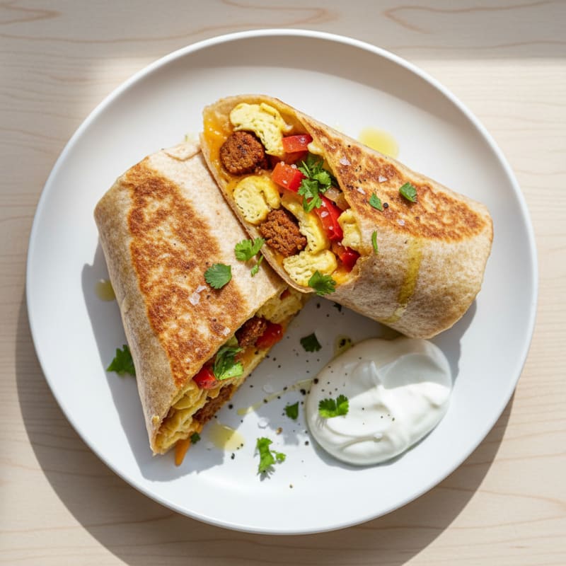 Crispy Chorizo and Egg Breakfast Burrito