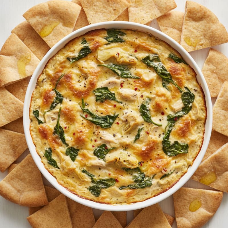 Creamy Spinach Artichoke Dip with Toasted Pita