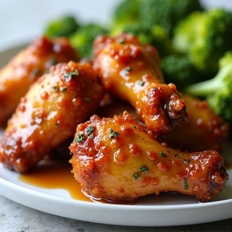 Crispy Honey-Garlic Chicken Wings with Roasted Broccoli
