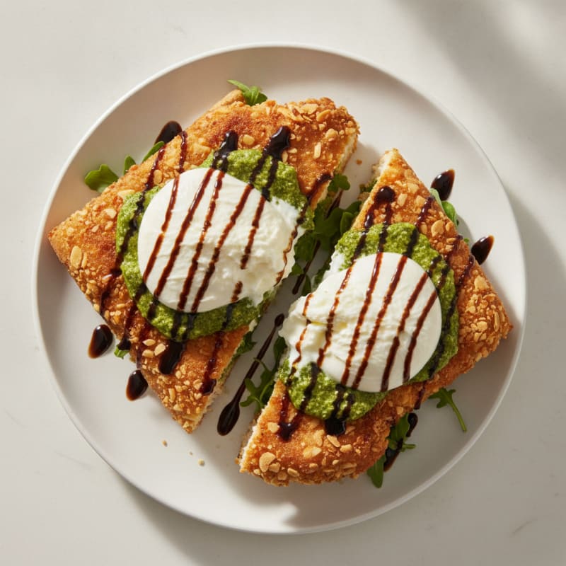 Chicken Cutlet Focaccia with Burrata and Pesto