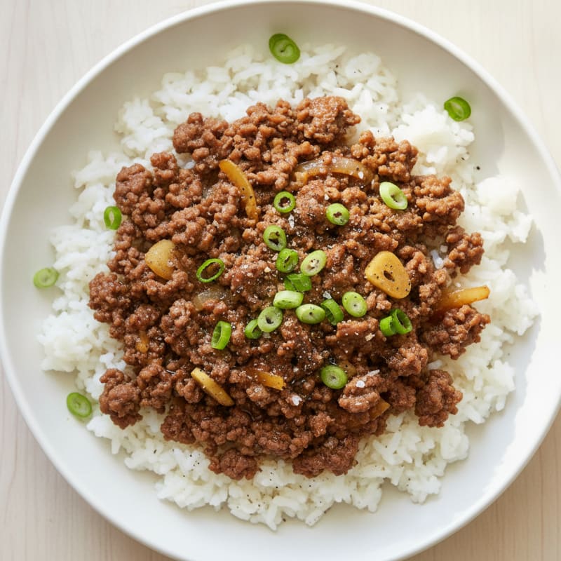 Savory Beef Mince with Fluffy Rice