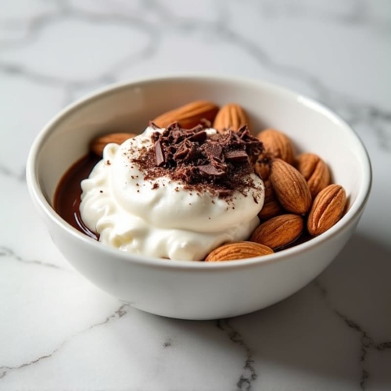 Creamy Greek Yogurt Bowl with Crunchy Toasted Almonds and Rich Dark Chocolate