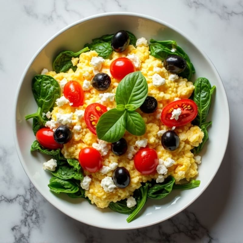 Greek-Style Protein Scramble with Feta