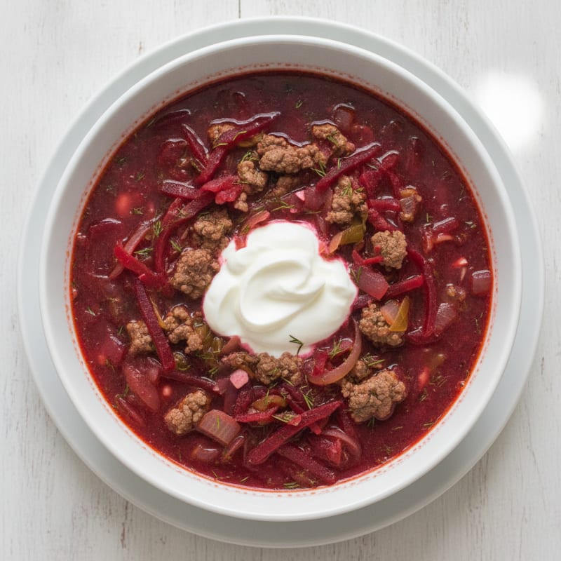 Hearty Beet and Cabbage Borscht