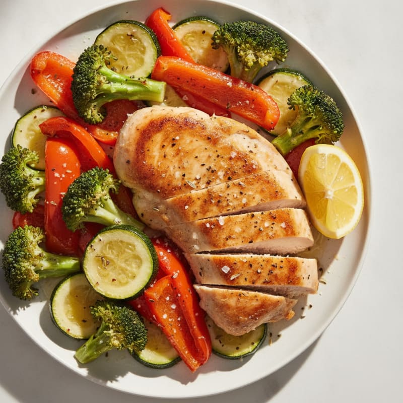 Pan-Seared Chicken with Roasted Vegetables