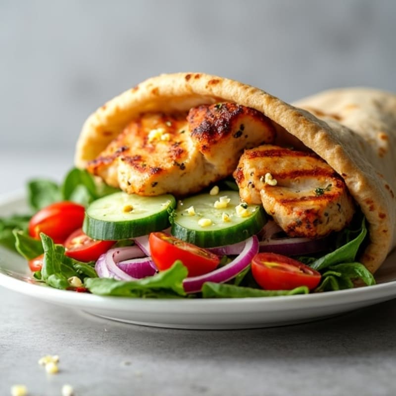 Savory Stuffed Whole Wheat Pita with Lemon-Herb Chicken and Crunchy Veggies