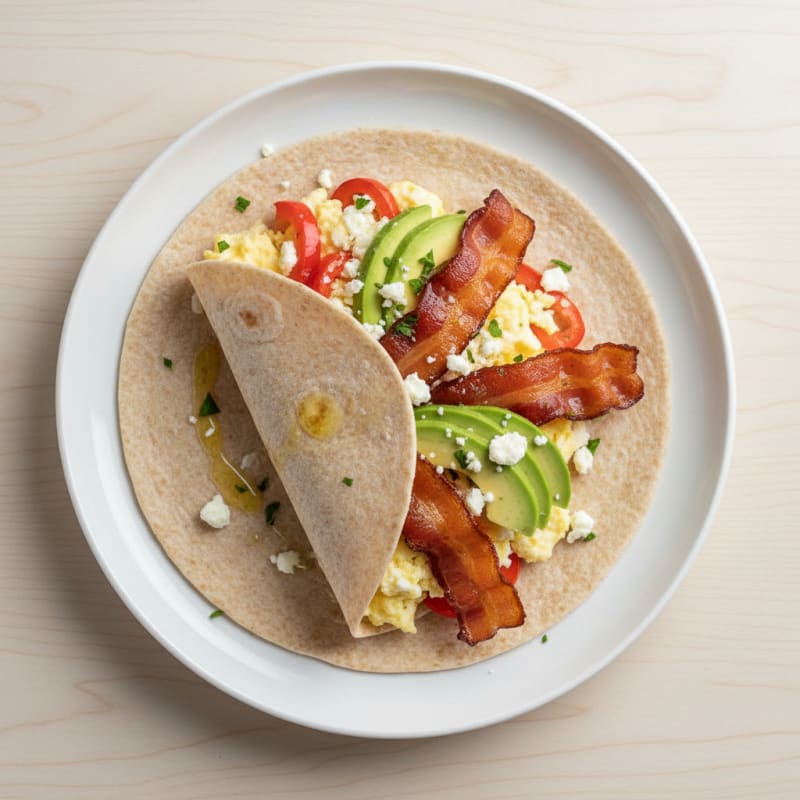 Crispy Turkey Bacon and Egg White Breakfast Wrap