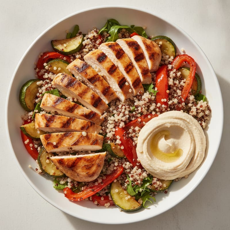 Grilled Chicken and Quinoa Power Bowl with Roasted Vegetables