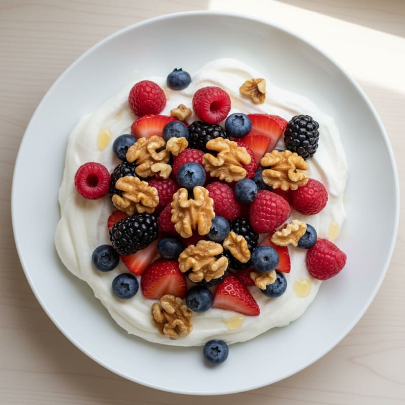 Greek Yogurt Protein Mousse with Mixed Berries
