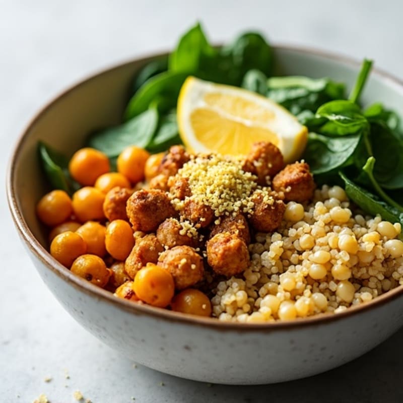 Crunchy Chickpea and Quinoa Power Bowl with Lemon Tahini Dressing