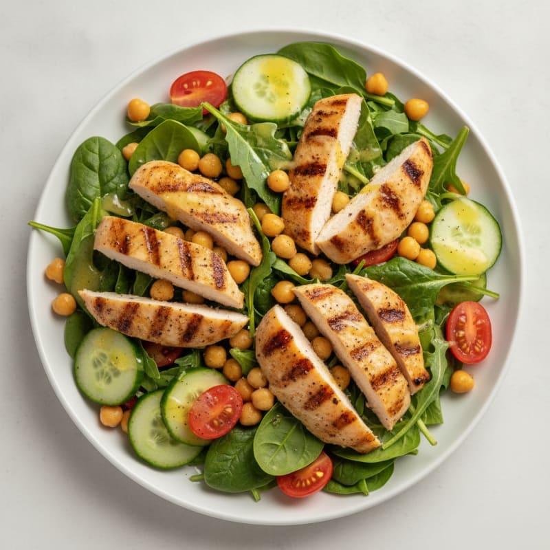 Grilled Chicken Breast Salad with Chickpeas and Lemon Vinaigrette