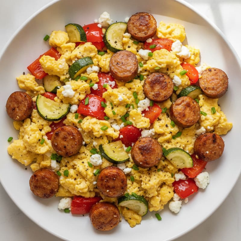 Hearty Scrambled Eggs with Roasted Vegetables