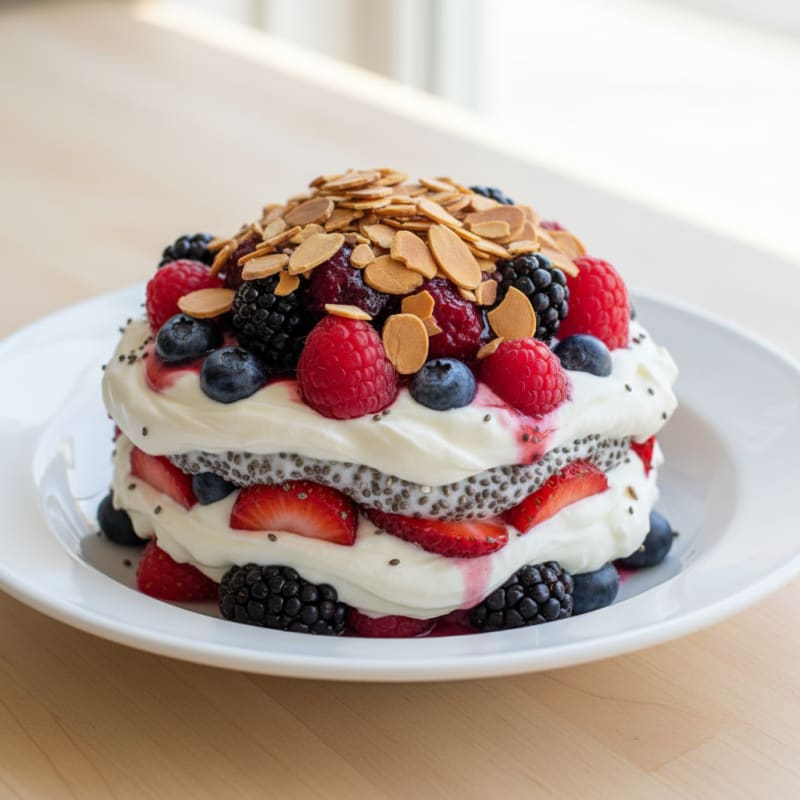 Greek Yogurt Protein Parfait with Mixed Berries