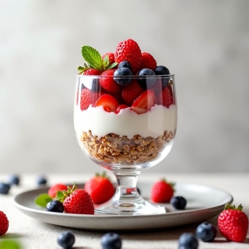 Creamy Greek Yogurt Parfait with Mixed Berries and Protein Granola