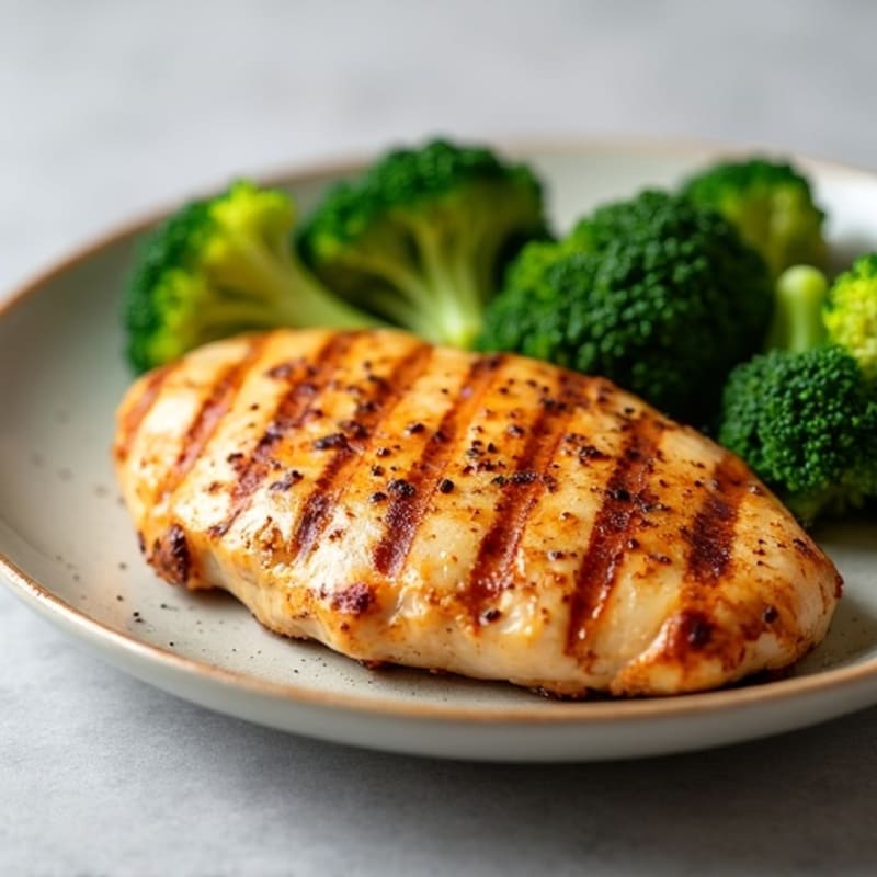 Grilled Chicken Breast with Roasted Sweet Potato and Steamed Broccoli