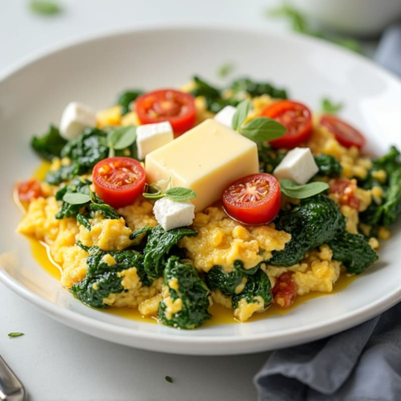 Egg White and Spinach Scramble with Cottage Cheese