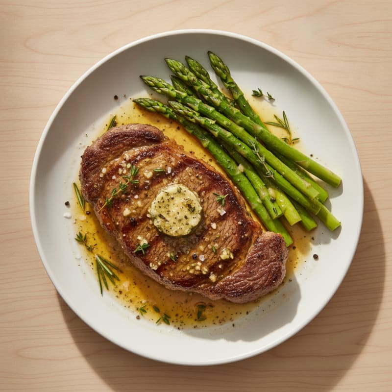 Pan-Seared Sirloin with Garlic Herb Butter
