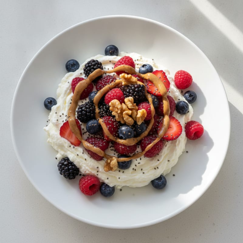 Silky Greek Yogurt Protein Mousse with Mixed Berries