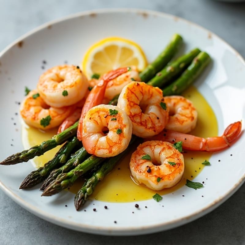 Pan-Seared Lemon Garlic Shrimp with Roasted Asparagus