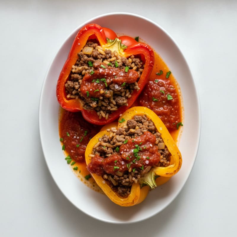 Beef and Rice Stuffed Bell Peppers